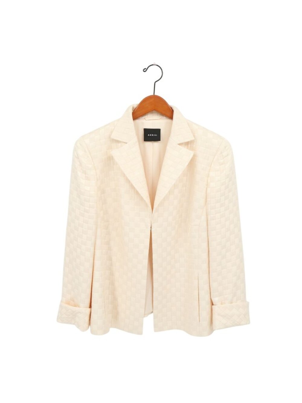 Akris Ivory Woven Silk Notched Collar Blazer Jacket 14
